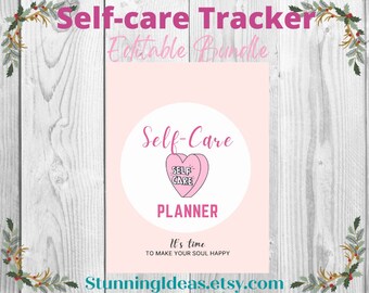 Self-care Tracker bundle – planner, journal, tracker, editable, printable, Digital File, Instant Download