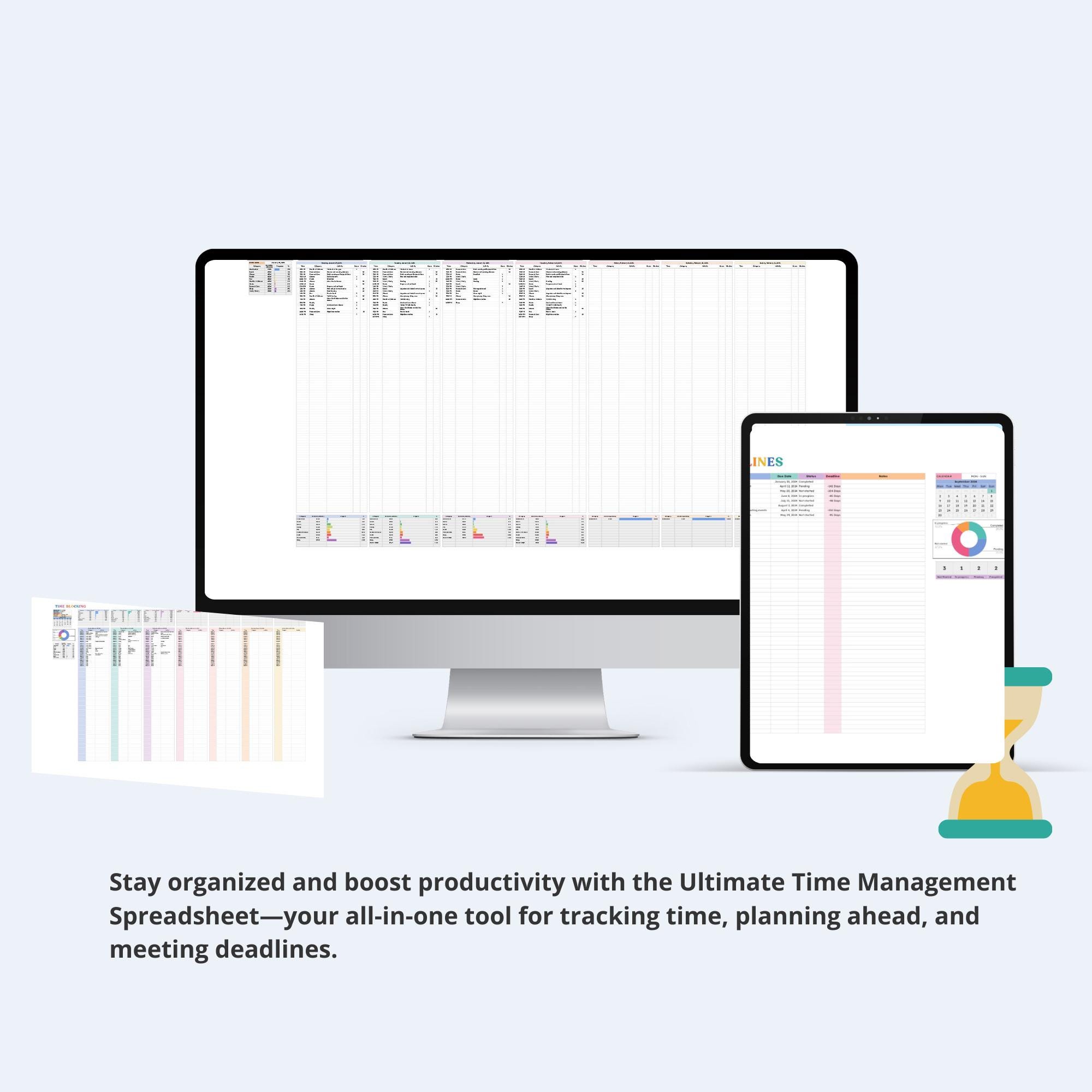 Ultimate Time Management Spreadsheet – Google Sheets Planner for ...