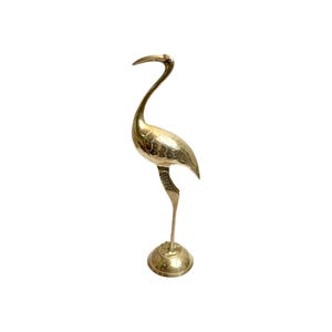 Vintage Brass Crane Heron Ibis, Decorative Shorebird, Coastal Theme, Beach House, Hostess Gift, Brass Collection, Gift for Bird Lover