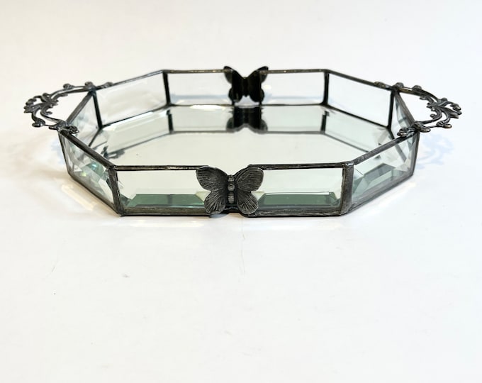 Vintage Dresser Tray 8sided Mirror Tray Etsy