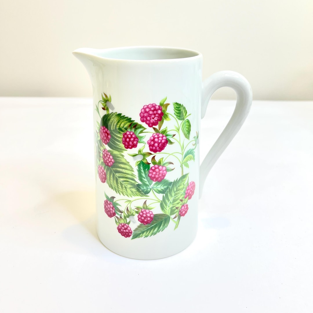 Vintage Raspberry Ceramic Pitcher Vintage French White Pitcher With Raspberry Motif, Made in France - Etsy