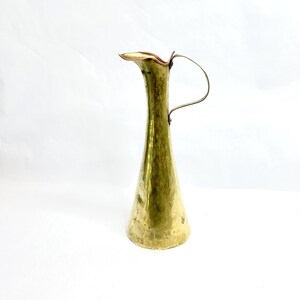 Antique or Vintage Brass Pitcher, Tall Pitcher, Brass Vase, Handmade Brass Pitcher, Gift for Brass Collector, Solid Heavy Brass Jug