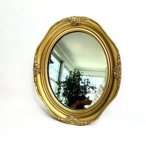 Gold Mirror, Oval Ornate Wall Art, Vintage French Style Decor