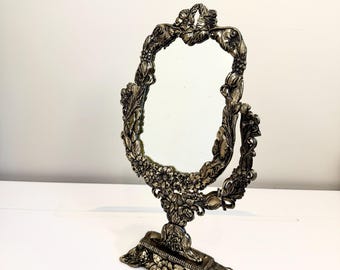 Vintage Tilting Mirror: Ornate Vanity or Dresser Top