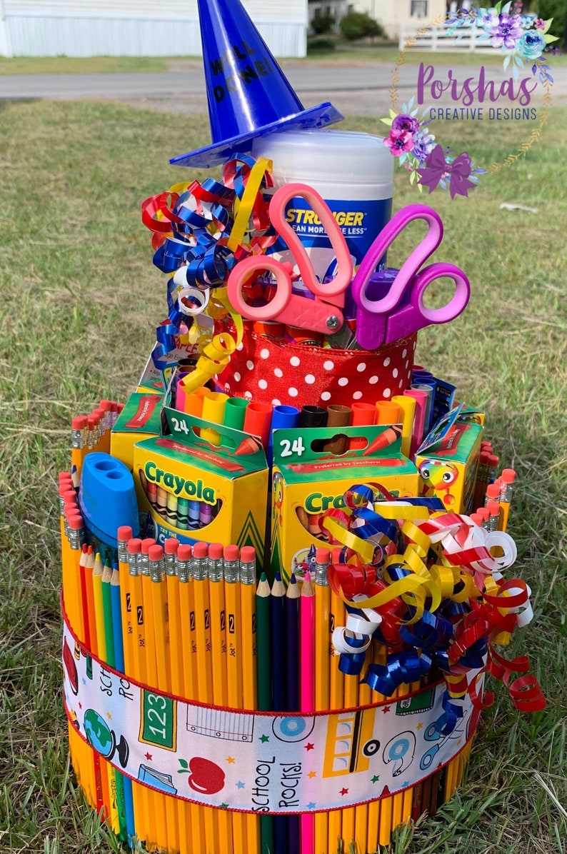 Back to School cake - school supplies cake