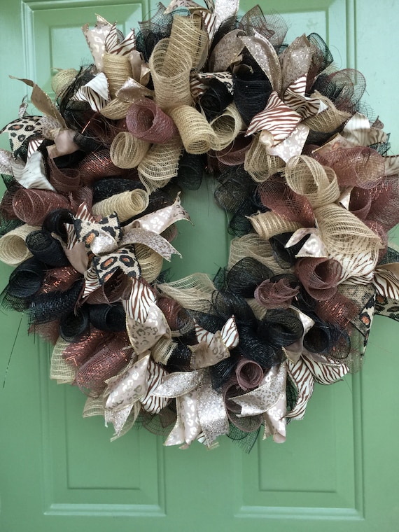 Animal Print Deco Mesh Wreath Animal Print Wreath Deco Mesh Etsy