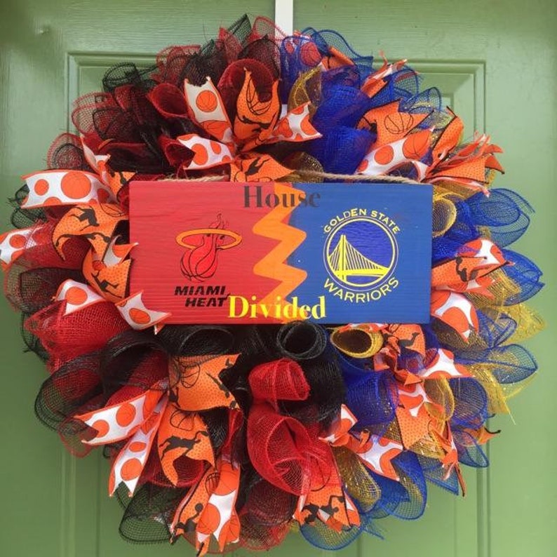 Sports decor House Divided wreath Basketball gifts Sports team wreath