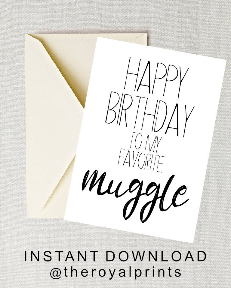 Printable Card Happy Birthday To My Favorite Muggle Nerdy | Etsy