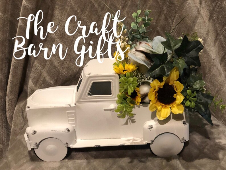 Vintage Farmhouse Truck Sunflower Floral Arrangement image 0