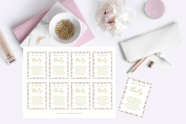 gla0025 Bundle 7 Games Pink Confetti Lavender Gold Confetti Baby Shower Games Package Gold Text