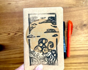 Ampersand Floral Sunrise Linoprinted Pocket Notebook