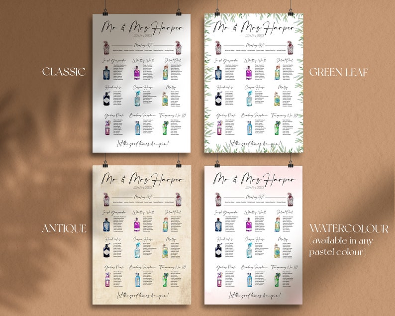 GIN Table Plan Seating Chart Wedding Bottle image 2