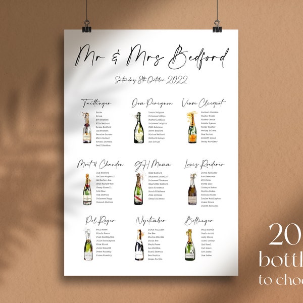 CHAMPAGNE Table Plan Seating Wedding CLASSIC