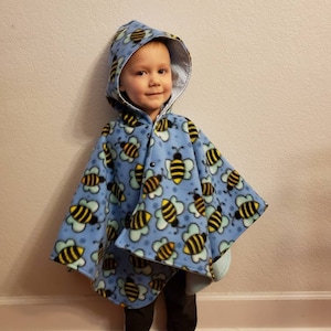 Carseat Poncho, Bumblebees, Double Layers, Flannel and Fleece, Child Saftey