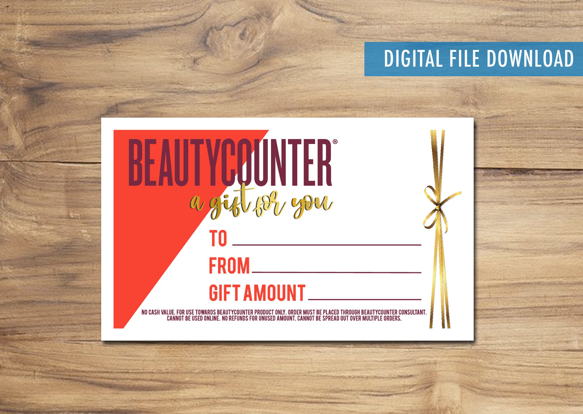 Beautycounter Gift Certificates Print at home Holiday Gift | Etsy