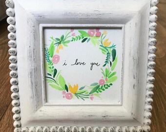 I love you, watercolor, 4x4