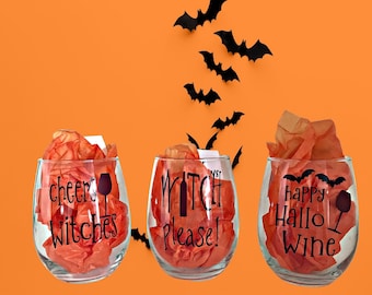 Funny Halloween Wine Glass: Spooky Stemless Glassware
