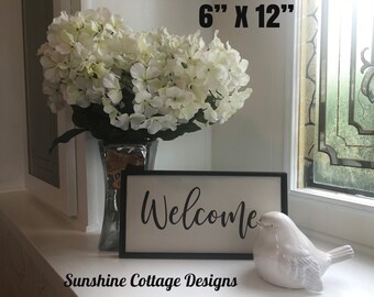 Rustic Handmade Farmhouse Welcome Sign  Perfect Entryway Décor for Porch Door or Living Room
