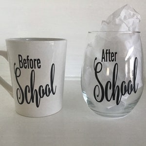Before School After School Coffee Mug and Wine Tumbler Set — Griffco Supply