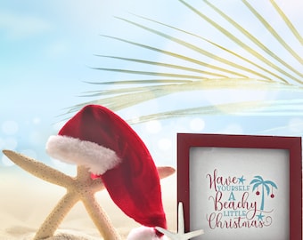Coastal Christmas Sign: Beachy Holiday Decor, 6x6 Framed Canvas