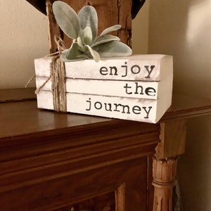 Decorative Book Stack, Farmhouse Book Stack, Enjoy the Journey Book Stack, shelf decor, home decor