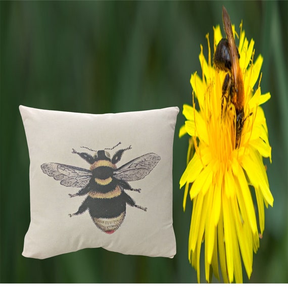 Decorative Bumble Bee Pillow Cover/Throw Pillow Cover/ Printed Pillow Cover/ Farmhouse Pillow Cover/Accent Pillow Cover