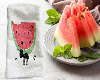 Watermelon Tea towels-summer kitchen towels- picnic hand towels-summer kitchen decor-watermelon dish towel-
