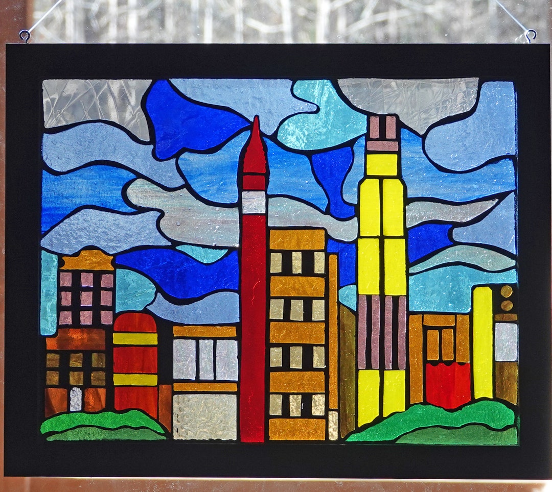 Stained Glass City Skyline raleigh Inspired Etsy
