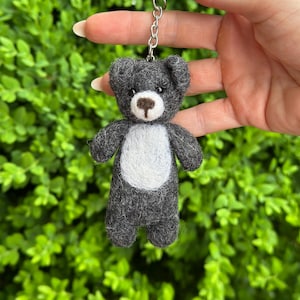 Handmade felted teddy bear key chain/ felt handbag charm
