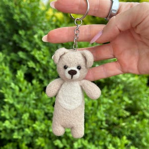 Handmade felted teddy bear key chain/ felt handbag charm