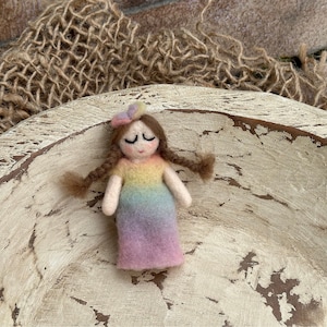 Felted Rainbow baby doll stuffy newborn photography prop;RTS