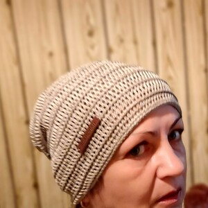 Crochet linen beanie fit for men women teens one size organic line yarns