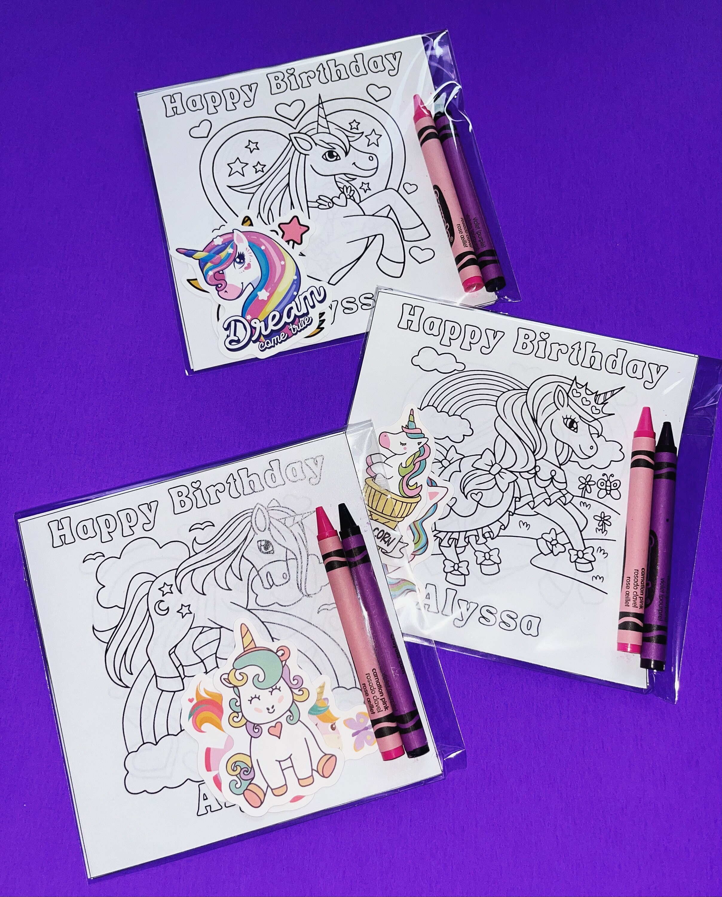 Custom Personalized Unicorn Coloring Pages, Crayons, & Stickers Party ...