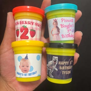 Custom Playdough Party Favors 2oz – Personalized Birthday Favor, Kids Birthday Goodie Bag, Toddler Party Supplies, Classroom Gift