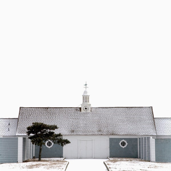 snowy building, Robert Moses State Park, NY