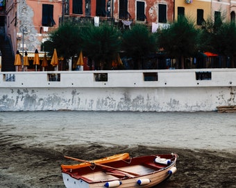 beached row boat, Cinque Terre, Italy 2019.