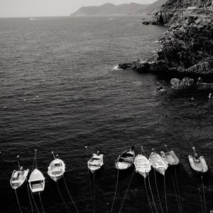 tied up boats, Cinque Terre, Italy 2019.