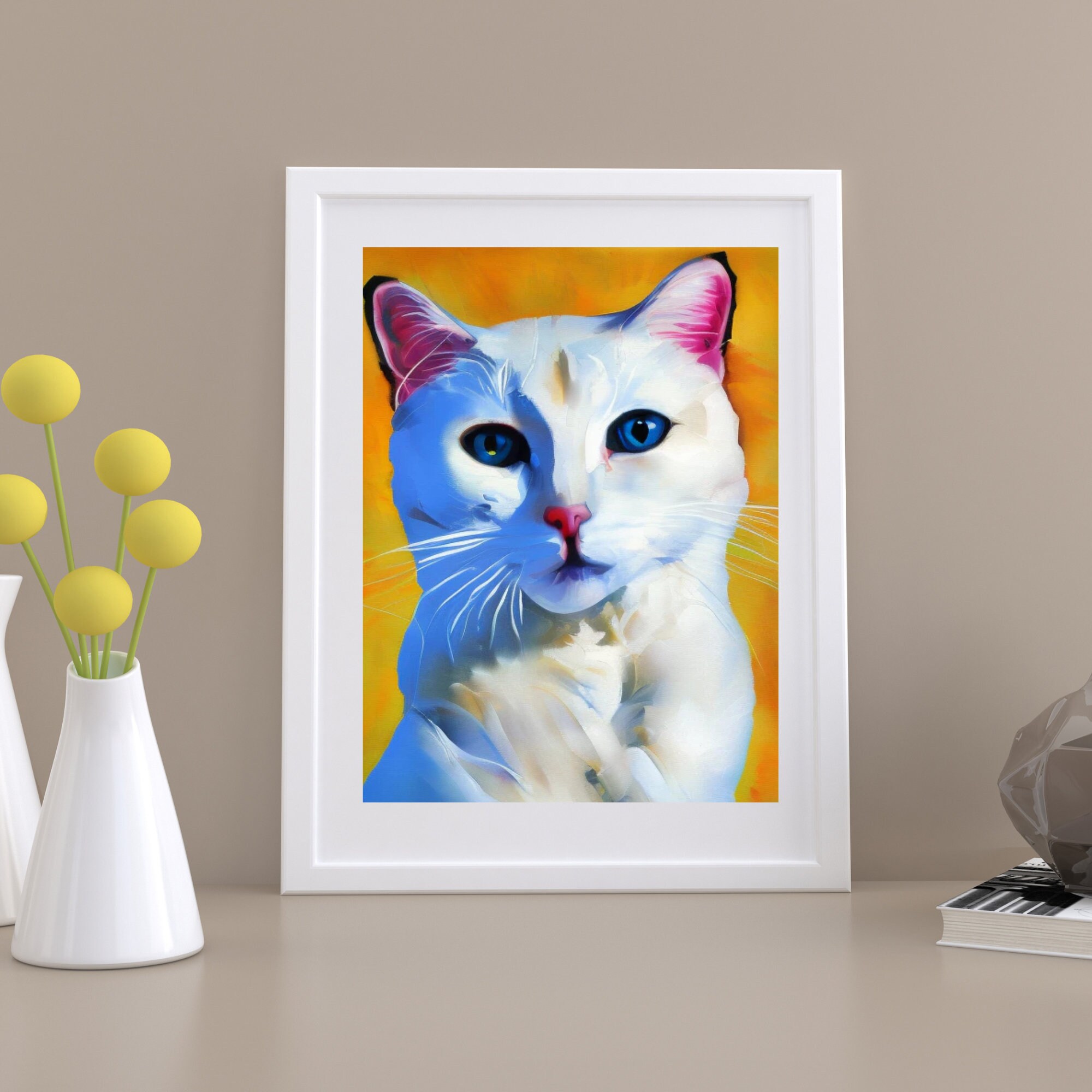 White Cat White Cat Print Cat Print Downloadable Print Cat - Etsy