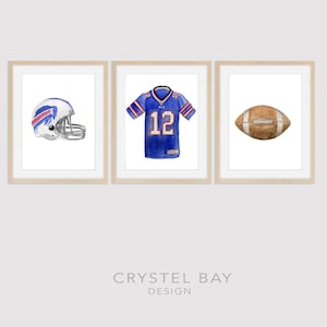 Football Buffalo Bills Set 3 - Nursery Art Print, Boys Room, Watercolor Wall Art, Kids Art, Wall Decor, Baby shower Gift, Birthday Gift