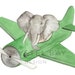 Elephant Flying Plane Watercolor Wall Art Wall Decor image 1