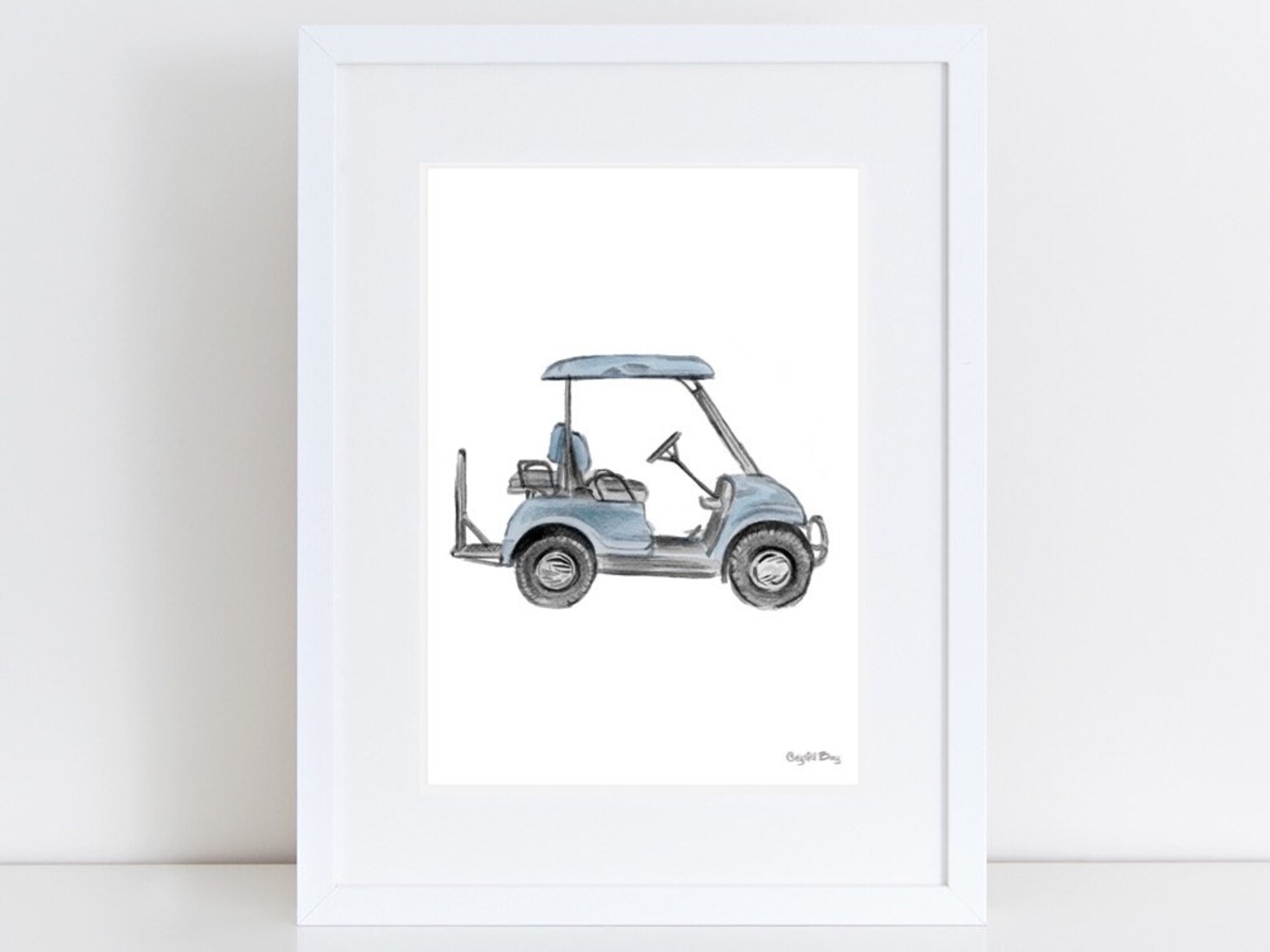 Golf Cart Watercolor Wall Art Wall Decor Nursery Art | Etsy