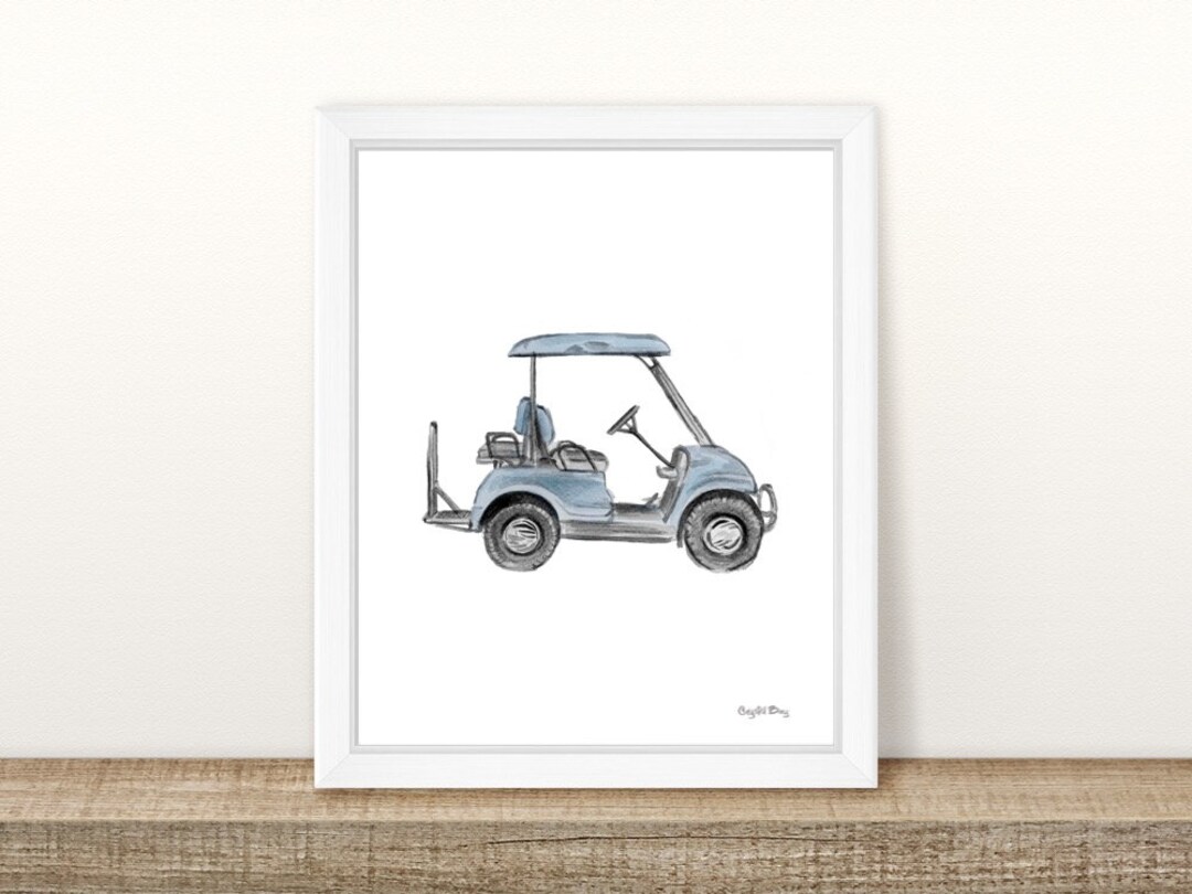 Golf Cart Watercolor Wall Art Wall Decor Nursery Art - Etsy