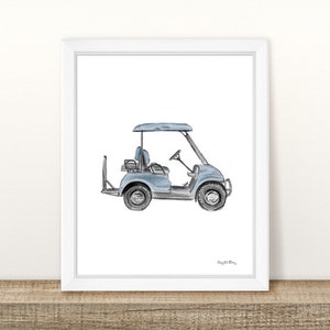 Golf Cart - Watercolor Wall Art, Wall Decor, Nursery Art Print, Boys Room, Girls Room, Kids Art, Baby shower Gift