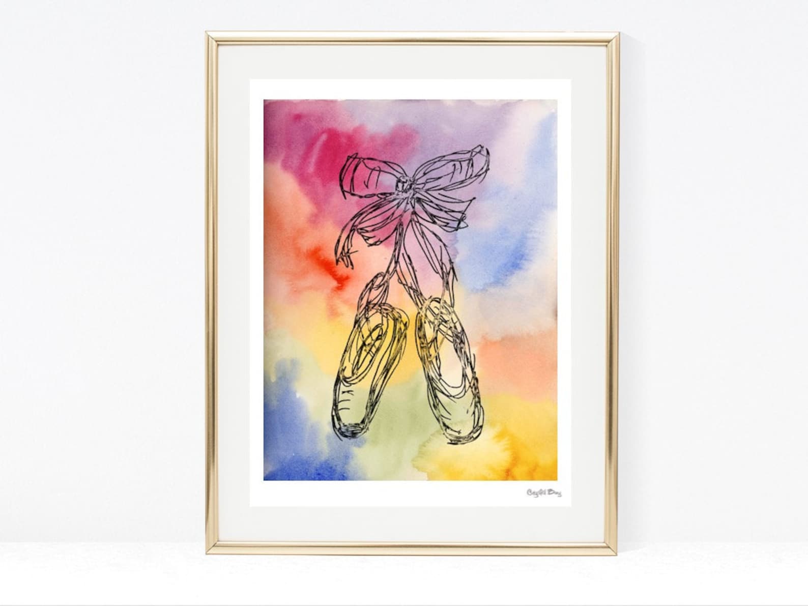 ballet shoes - watercolor wall art, wall decor, nursery art print, boys room, girls room, kids art, baby shower gift