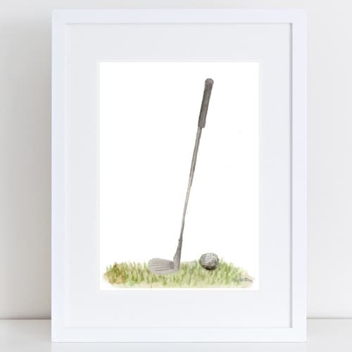 Golf Stick and Ball Watercolor Wall Art Wall Decor Nursery Etsy