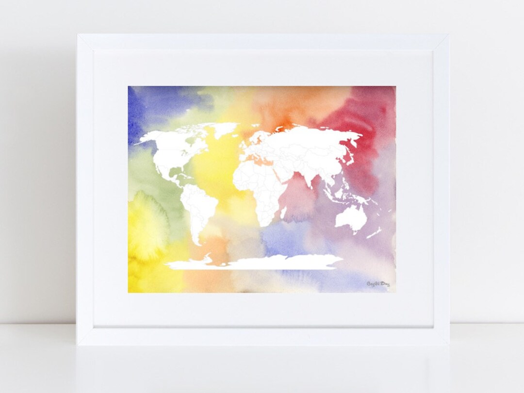 Map 3 Watercolor Wall Art, Wall Decor, Nursery Art Print, Boys Room ...