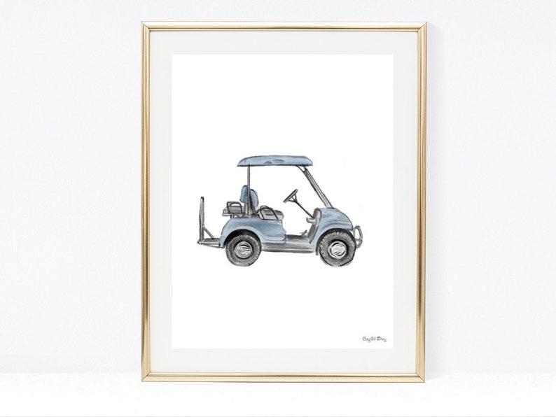 Golf Cart Watercolor Wall Art Wall Decor Nursery Art Etsy