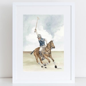 Polo Player and Horse - Watercolor Wall Art, Wall Decor, Nursery Art Print, Boys Room, Girls Room, Kids Art, Baby shower Gift