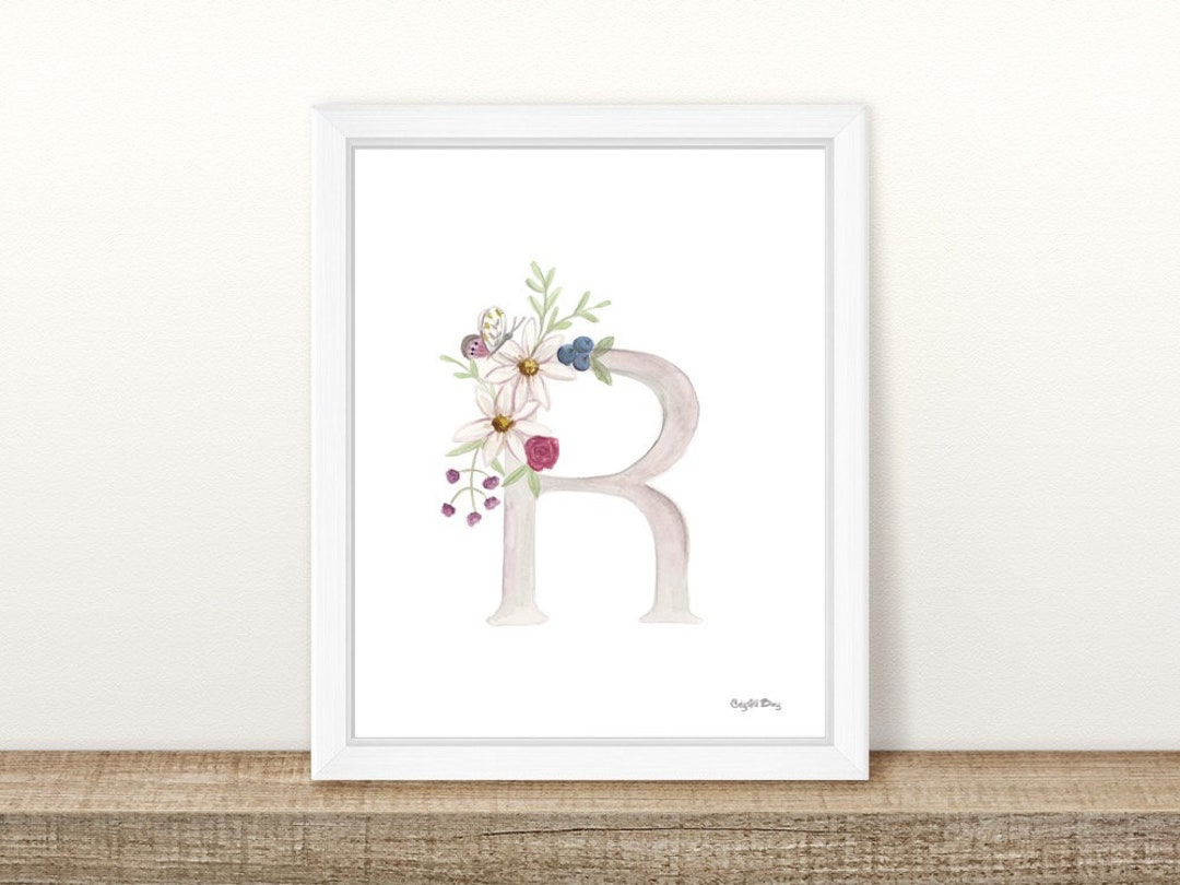 Letter R Watercolor Wall Art, Wall Decor, Nursery Art Print, Boys Room ...