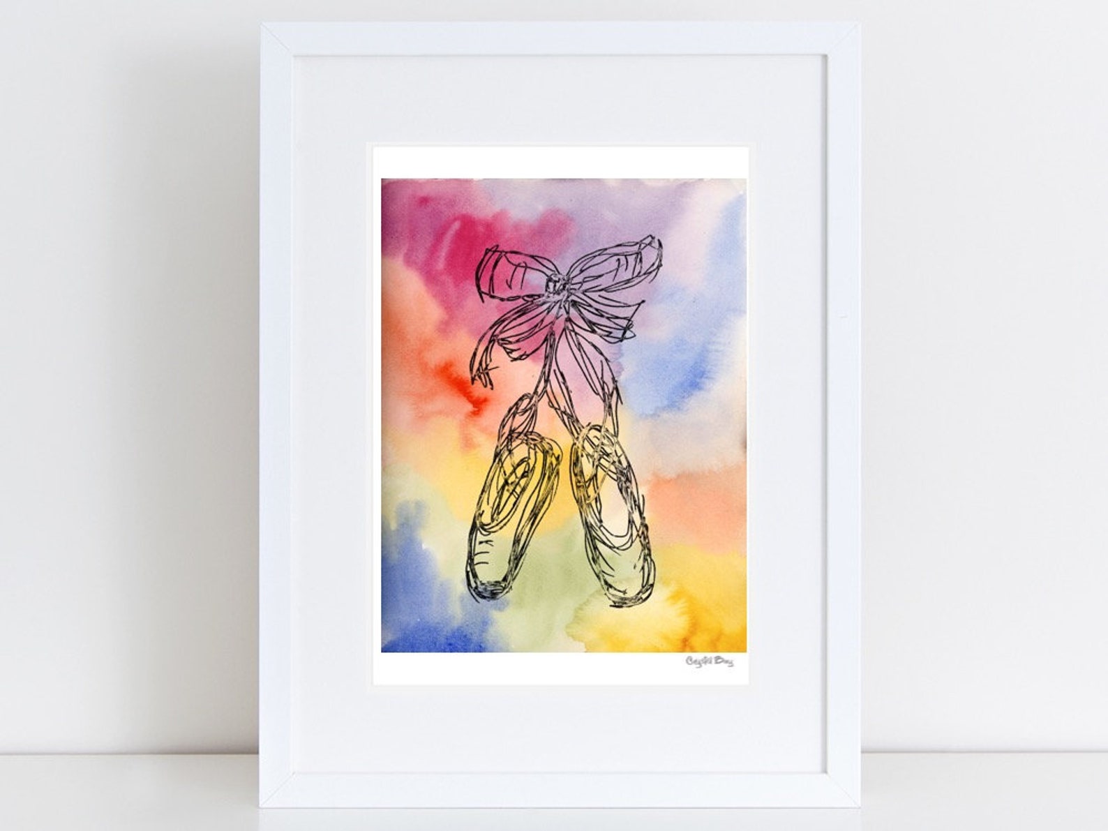 ballet shoes - watercolor wall art, wall decor, nursery art print, boys room, girls room, kids art, baby shower gift